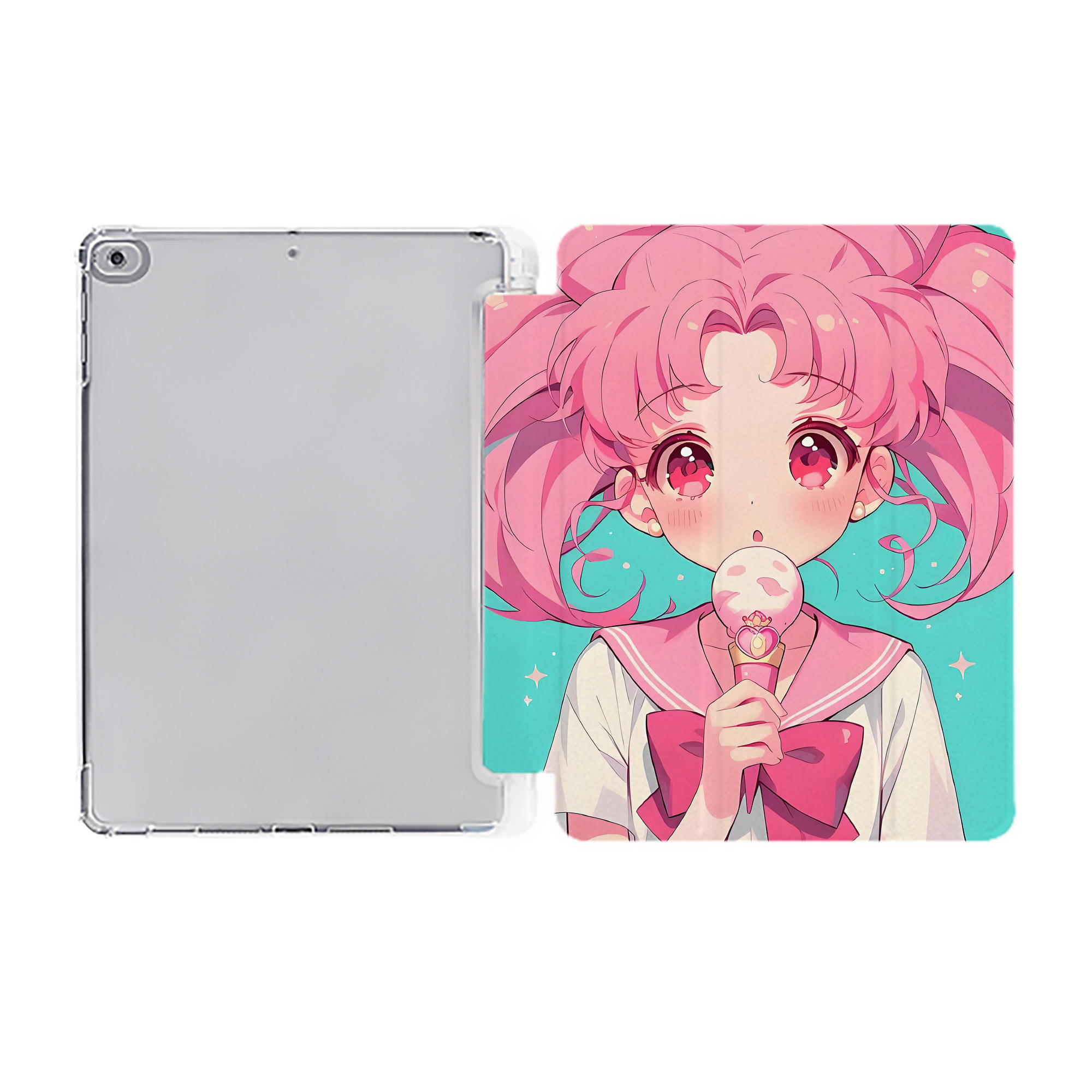 （画像用） 美少女戦士セーラームーン Sailor Moon IPad ケース ペン収納付き 三つ折りスタンド PUレザー×シリコン 対応機種9.5/10.5/10.9インチ